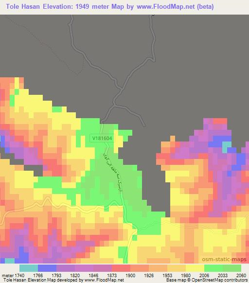 Tole Hasan,Afghanistan Elevation Map