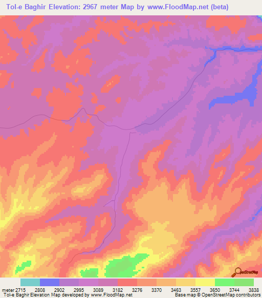 Tol-e Baghir,Afghanistan Elevation Map