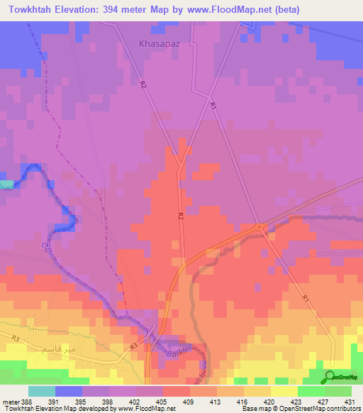 Towkhtah,Afghanistan Elevation Map