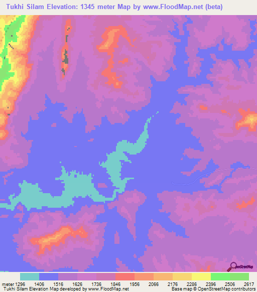 Tukhi Silam,Afghanistan Elevation Map