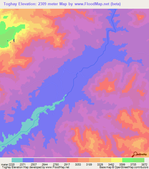 Toghay,Afghanistan Elevation Map