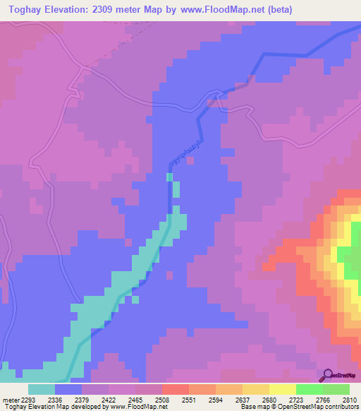 Toghay,Afghanistan Elevation Map