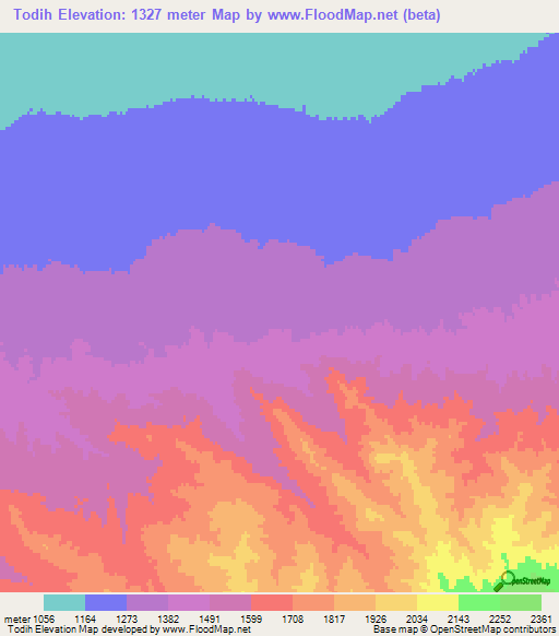 Todih,Afghanistan Elevation Map