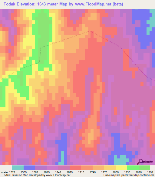 Todak,Afghanistan Elevation Map