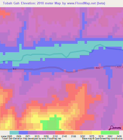 Tobah Gah,Afghanistan Elevation Map