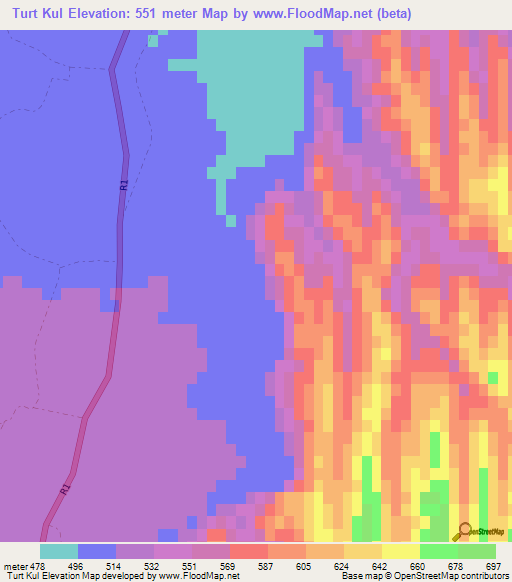 Turt Kul,Afghanistan Elevation Map