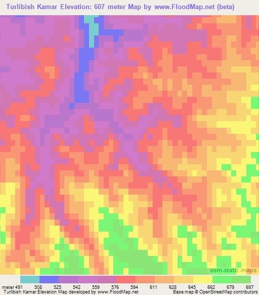 Turlibish Kamar,Afghanistan Elevation Map