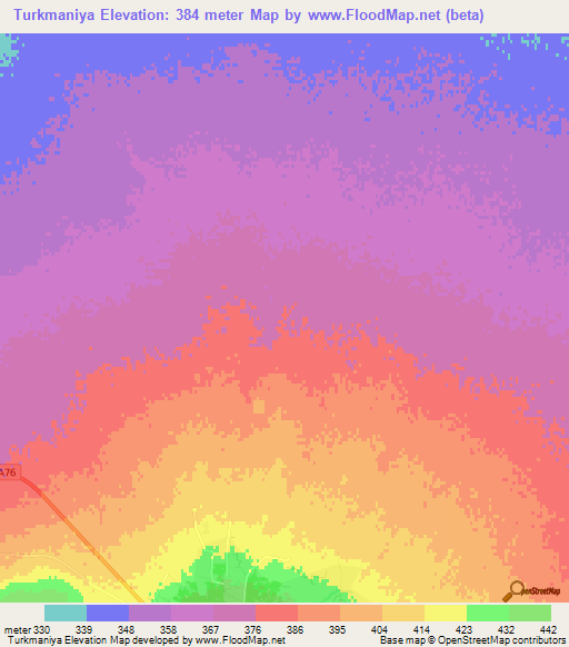Turkmaniya,Afghanistan Elevation Map