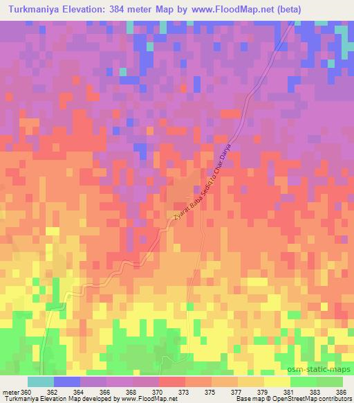 Turkmaniya,Afghanistan Elevation Map