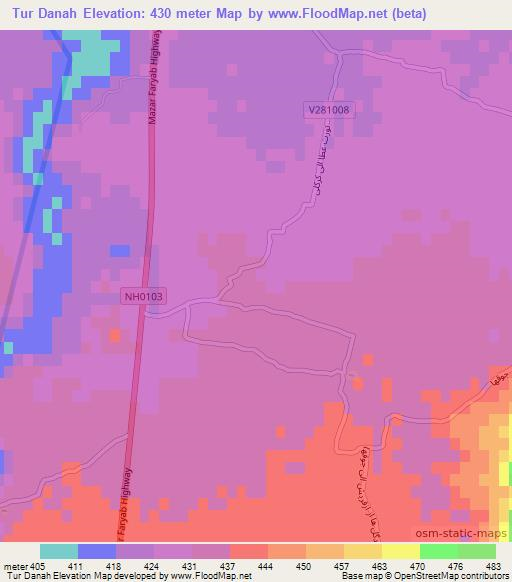 Tur Danah,Afghanistan Elevation Map