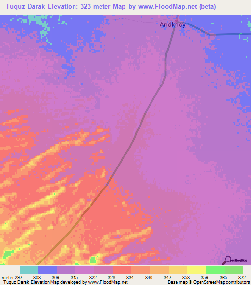 Tuquz Darak,Afghanistan Elevation Map