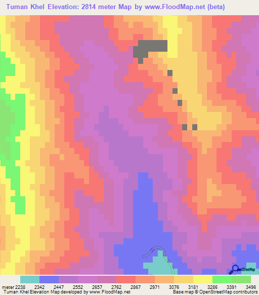 Tuman Khel,Afghanistan Elevation Map