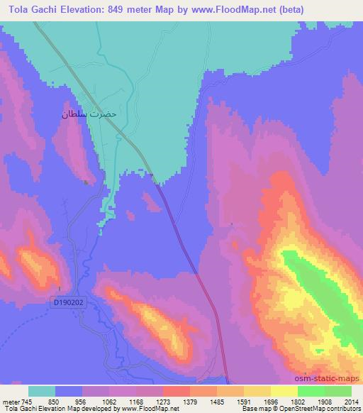 Tola Gachi,Afghanistan Elevation Map