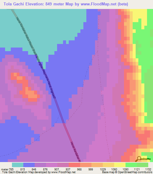 Tola Gachi,Afghanistan Elevation Map