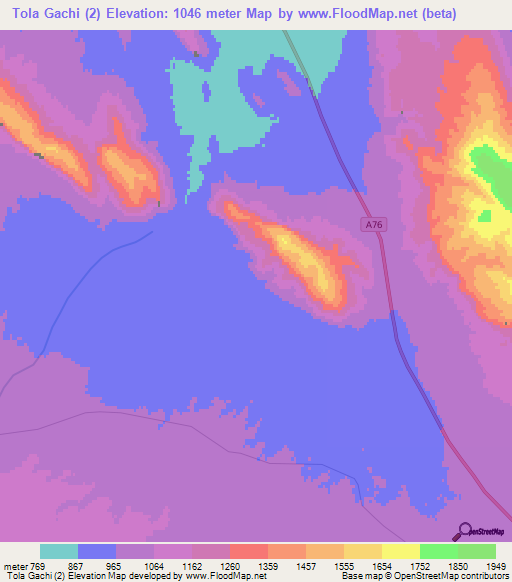Tola Gachi (2),Afghanistan Elevation Map