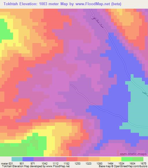 Tokhtah,Afghanistan Elevation Map