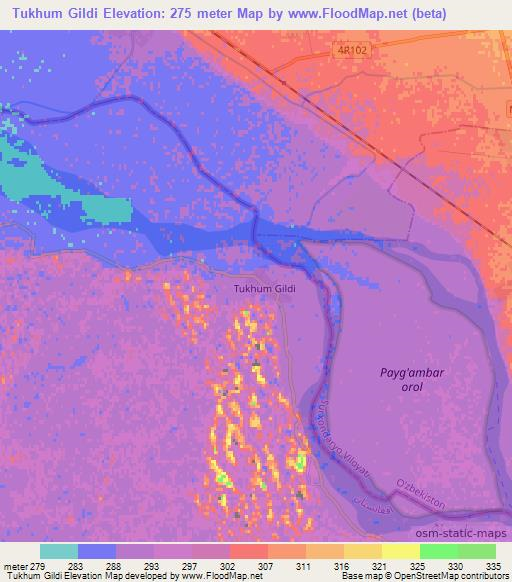 Tukhum Gildi,Afghanistan Elevation Map
