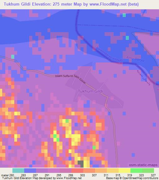 Tukhum Gildi,Afghanistan Elevation Map