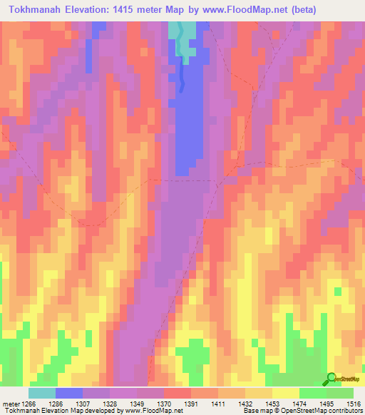 Tokhmanah,Afghanistan Elevation Map