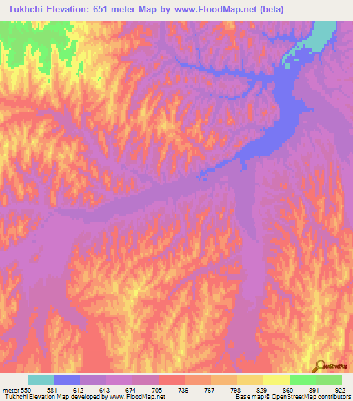Tukhchi,Afghanistan Elevation Map