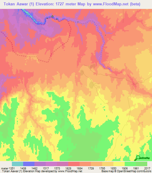 Tokan Aawar (1),Afghanistan Elevation Map