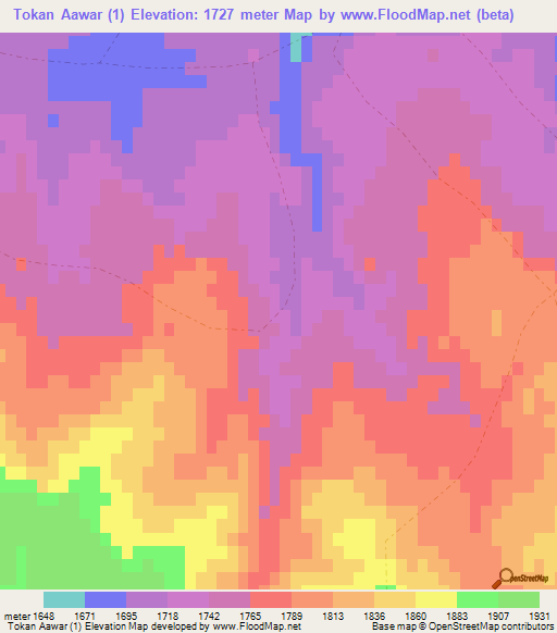 Tokan Aawar (1),Afghanistan Elevation Map