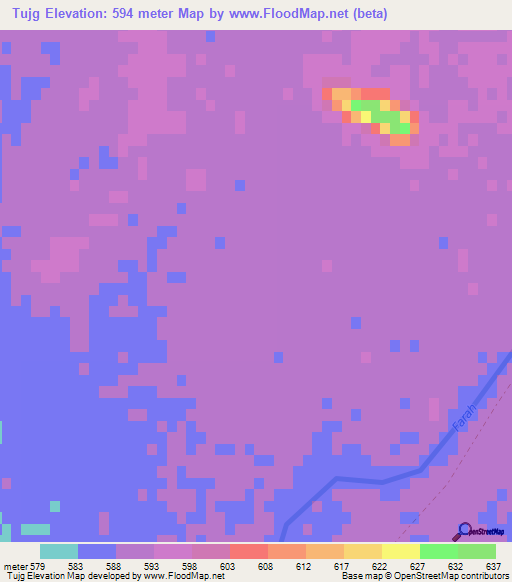 Tujg,Afghanistan Elevation Map