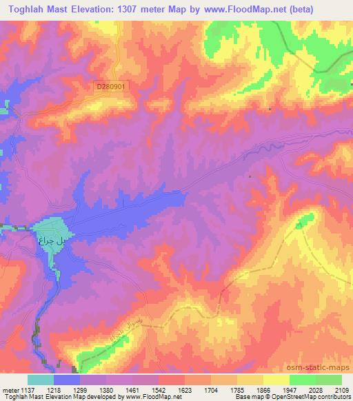 Toghlah Mast,Afghanistan Elevation Map