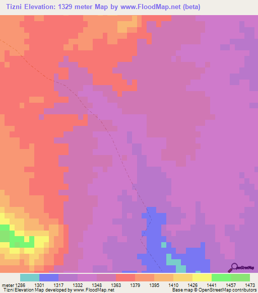 Tizni,Afghanistan Elevation Map