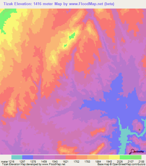 Tizak,Afghanistan Elevation Map