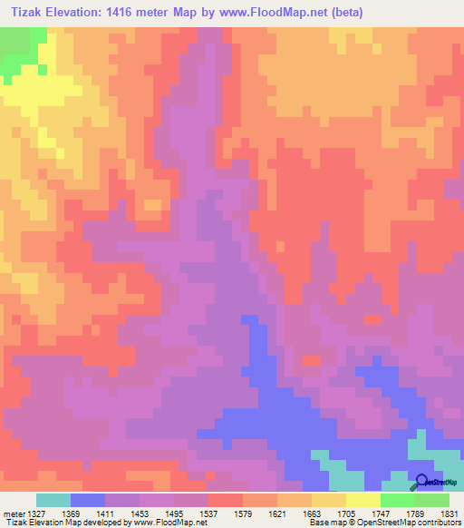 Tizak,Afghanistan Elevation Map