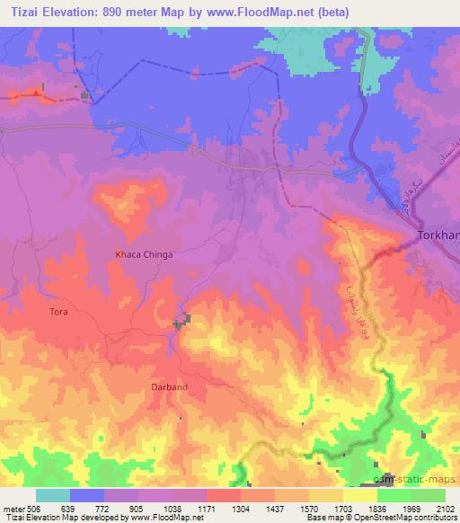 Tizai,Afghanistan Elevation Map
