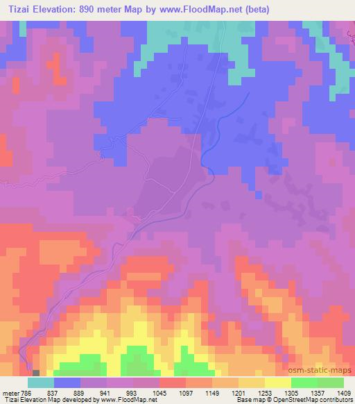 Tizai,Afghanistan Elevation Map