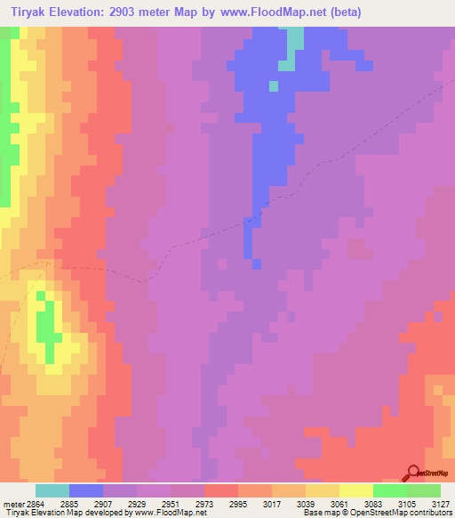 Tiryak,Afghanistan Elevation Map