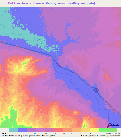 Tir Pul,Afghanistan Elevation Map
