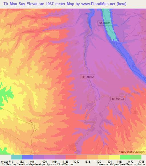 Tir Man Say,Afghanistan Elevation Map