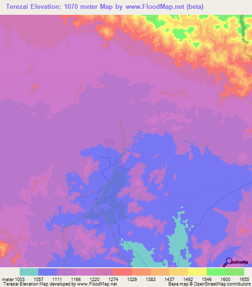 Terezai,Afghanistan Elevation Map