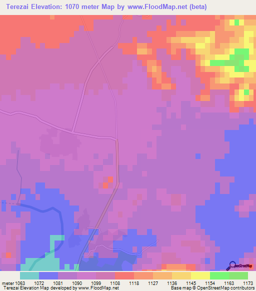 Terezai,Afghanistan Elevation Map