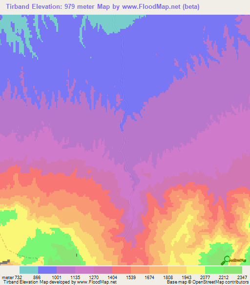 Tirband,Afghanistan Elevation Map