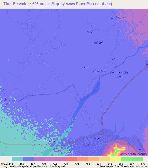 Ting,Afghanistan Elevation Map