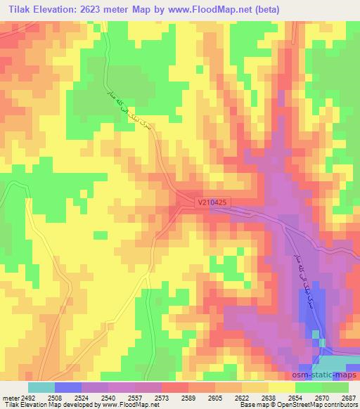 Tilak,Afghanistan Elevation Map