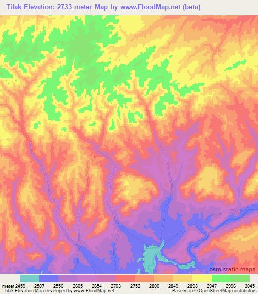 Tilak,Afghanistan Elevation Map