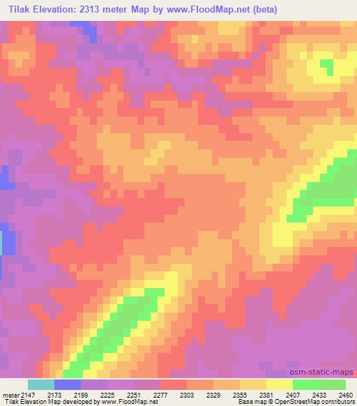 Tilak,Afghanistan Elevation Map