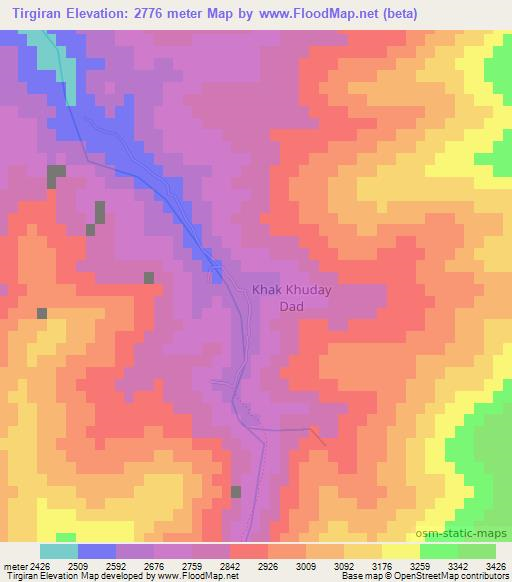 Tirgiran,Afghanistan Elevation Map