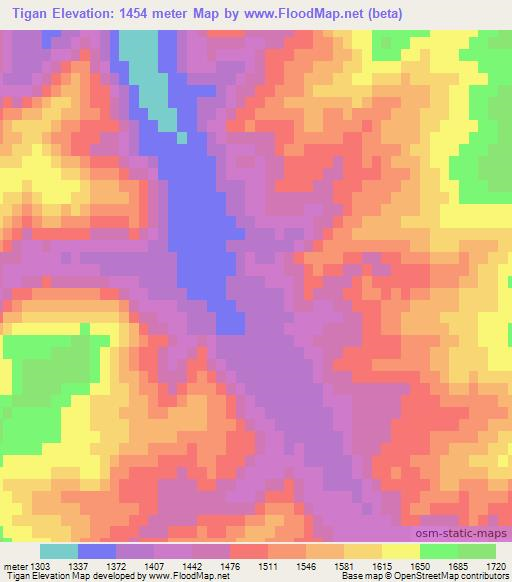 Tigan,Afghanistan Elevation Map
