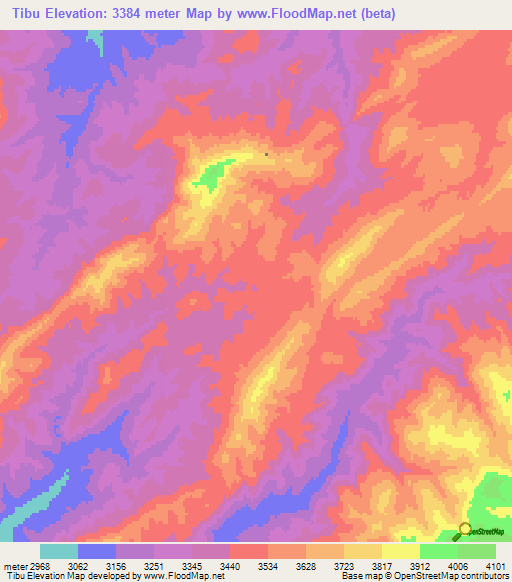 Tibu,Afghanistan Elevation Map
