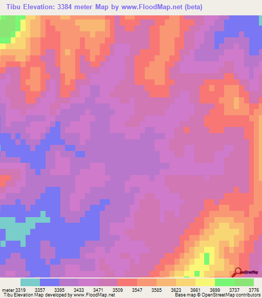 Tibu,Afghanistan Elevation Map