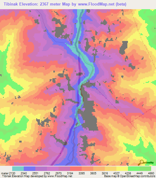 Tibinak,Afghanistan Elevation Map