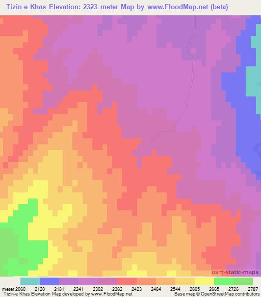 Tizin-e Khas,Afghanistan Elevation Map