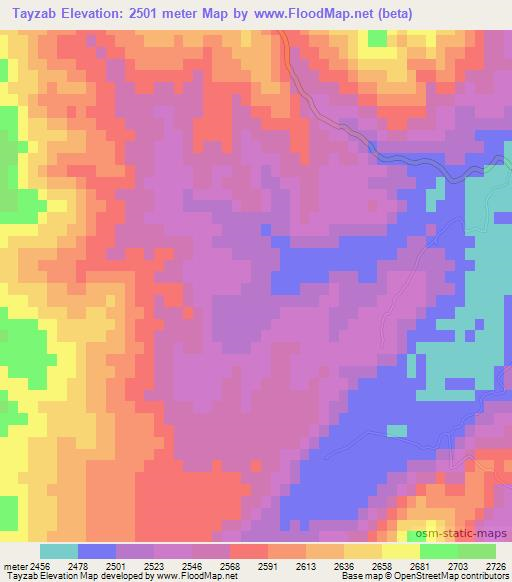 Tayzab,Afghanistan Elevation Map